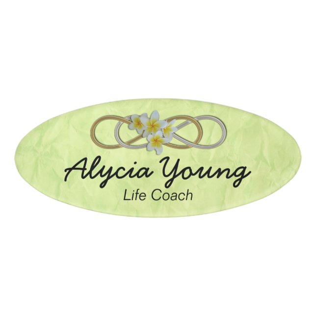 Symbol Double Infinity - Frangipani gold silver Name Tag (Front)