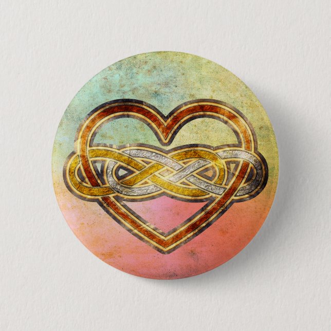 Symbol double Infinity Heart BiColor 6 Cm Round Badge (Front)
