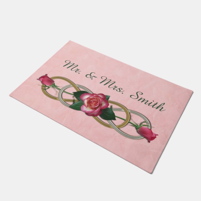 Symbol Double Infinity - Roses gold silver Doormat (Angled)