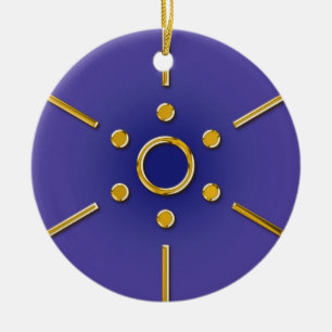 Symbol Elomin / gold blue violet Ceramic Tree Decoration