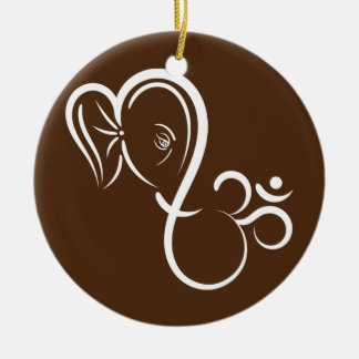 Symbol Ganesha Meditation Spiritual Calligraphy Ceramic Tree Decoration