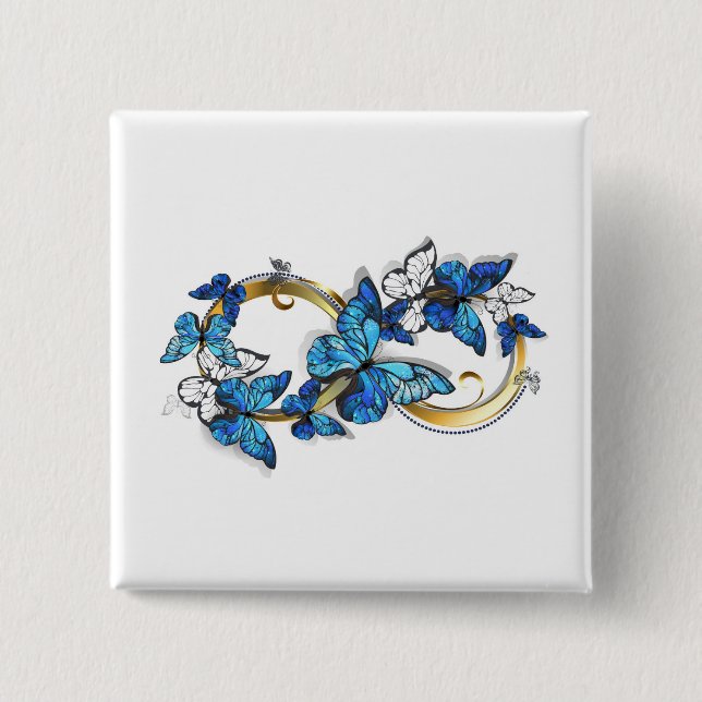 Symbol Infinity of Blue Morpho Butterflies 15 Cm Square Badge (Front)