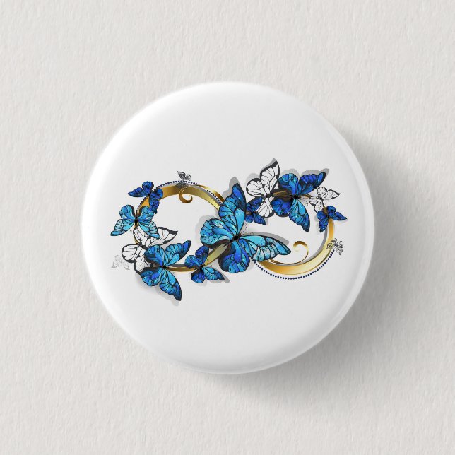 Symbol Infinity of Blue Morpho Butterflies 3 Cm Round Badge (Front)