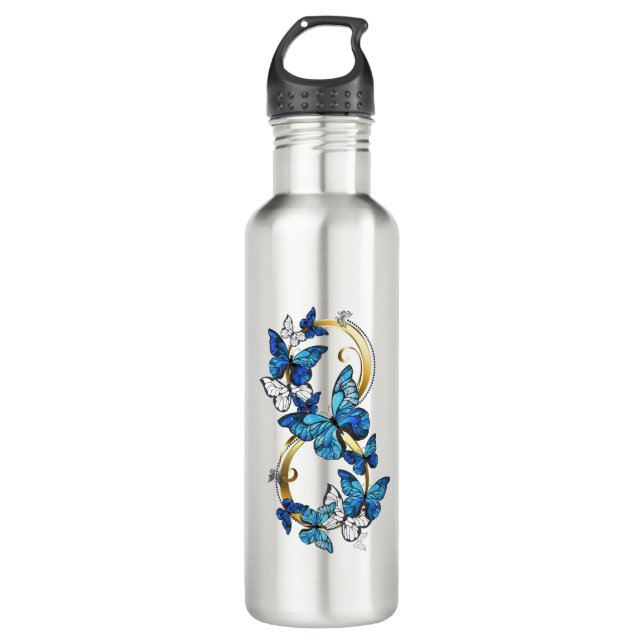 Symbol Infinity of Blue Morpho Butterflies 710 Ml Water Bottle (Front)