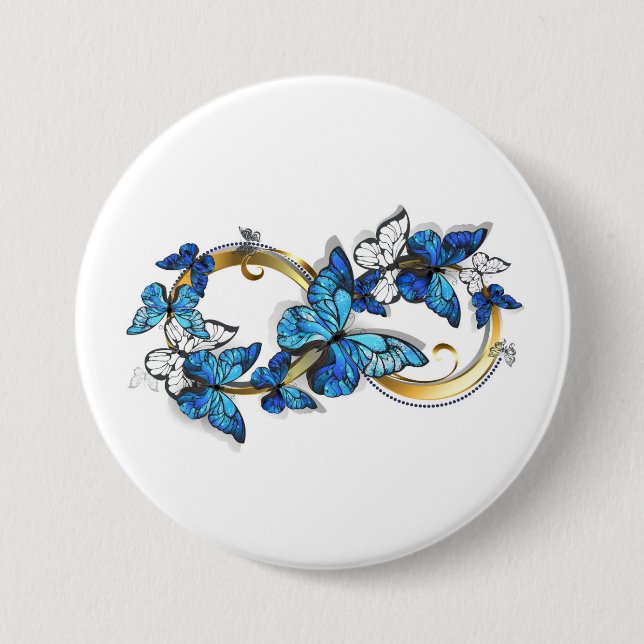 Symbol Infinity of Blue Morpho Butterflies 7.5 Cm Round Badge (Front)