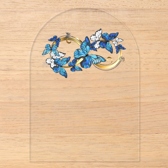 Symbol Infinity of Blue Morpho Butterflies Acrylic Invitations (Front)