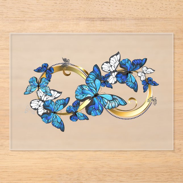 Symbol Infinity of Blue Morpho Butterflies Acrylic Invitations (Front)