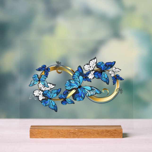 Symbol Infinity of Blue Morpho Butterflies Acrylic Sign (Neutral)
