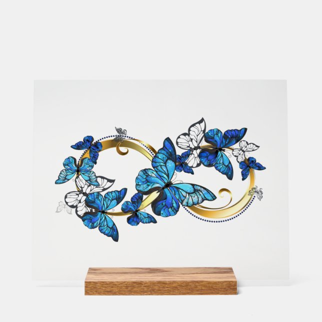 Symbol Infinity of Blue Morpho Butterflies Acrylic Sign (Front)