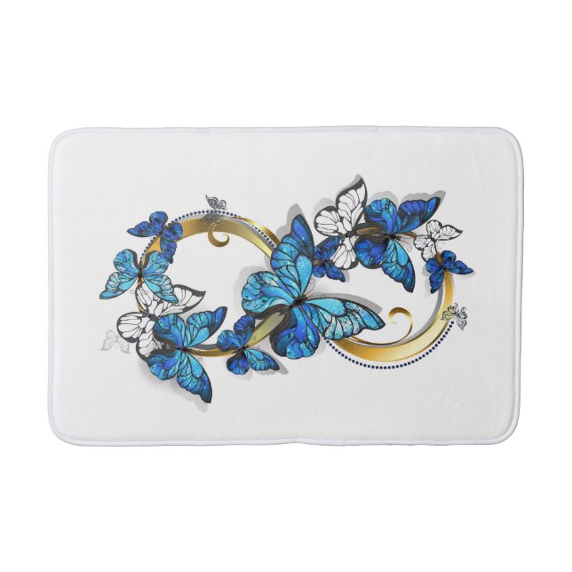 Symbol Infinity of Blue Morpho Butterflies Bath Mat (Front)