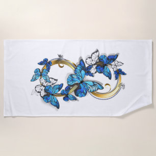 Symbol Infinity of Blue Morpho Butterflies Beach Towel
