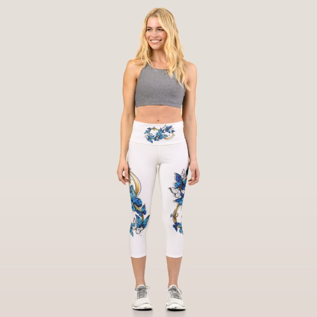 Symbol Infinity of Blue Morpho Butterflies Capri Leggings (Front)