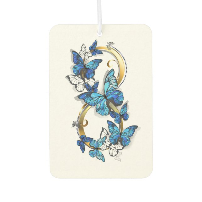Symbol Infinity of Blue Morpho Butterflies Car Air Freshener (Front)