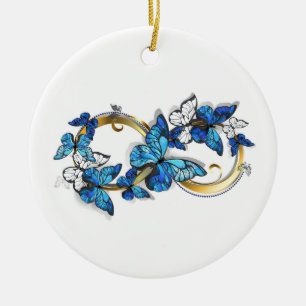 Symbol Infinity of Blue Morpho Butterflies Ceramic Tree Decoration