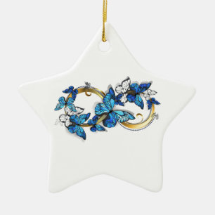 Symbol Infinity of Blue Morpho Butterflies Ceramic Tree Decoration