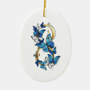 Symbol Infinity of Blue Morpho Butterflies Ceramic Tree Decoration