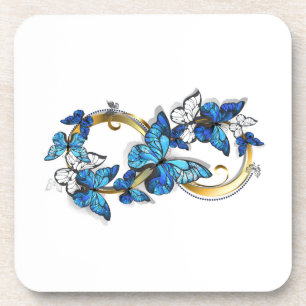 Symbol Infinity of Blue Morpho Butterflies Coaster