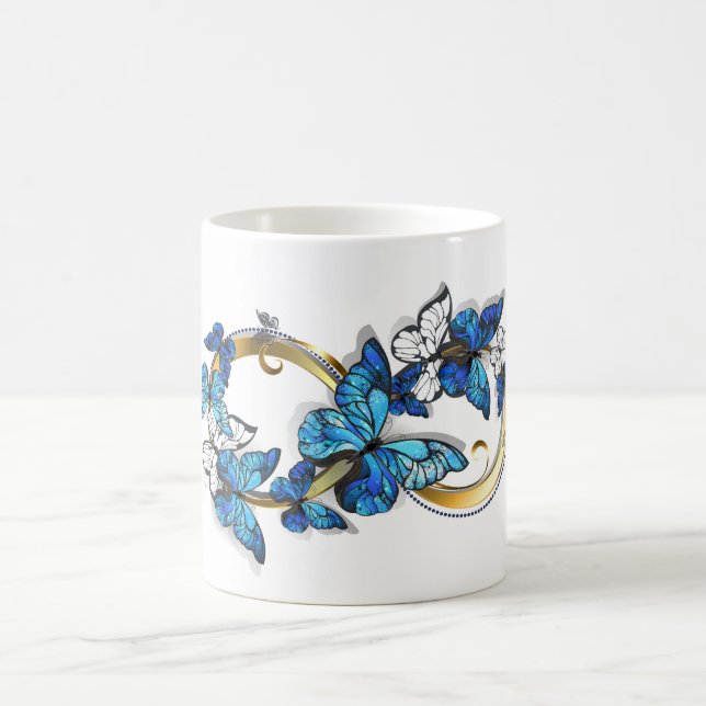 Symbol Infinity of Blue Morpho Butterflies Coffee Mug (Center)