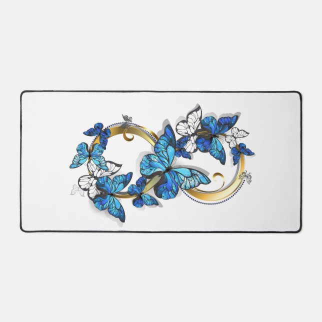 Symbol Infinity of Blue Morpho Butterflies Desk Mat (Front)