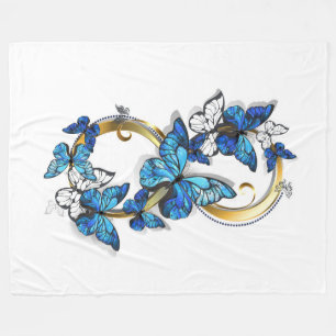 Symbol Infinity of Blue Morpho Butterflies Fleece Blanket