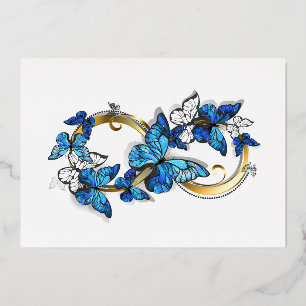 Symbol Infinity of Blue Morpho Butterflies Foil Holiday Card