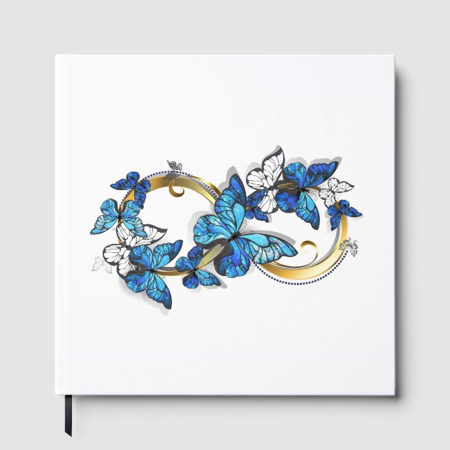 Symbol Infinity of Blue Morpho Butterflies Guest Book (Front)