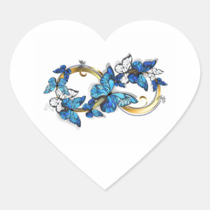 Symbol Infinity of Blue Morpho Butterflies Heart Sticker