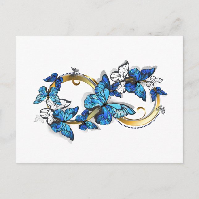 Symbol Infinity of Blue Morpho Butterflies Invitation Postcard (Front)