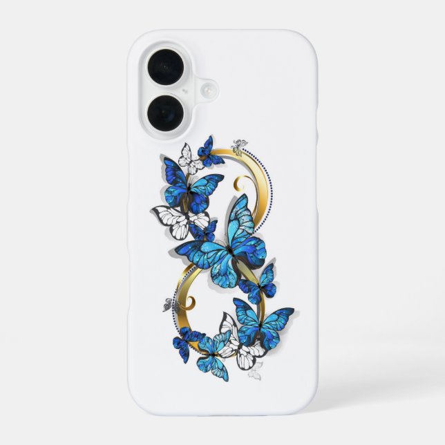 Symbol Infinity of Blue Morpho Butterflies iPhone 16 Case (Back)