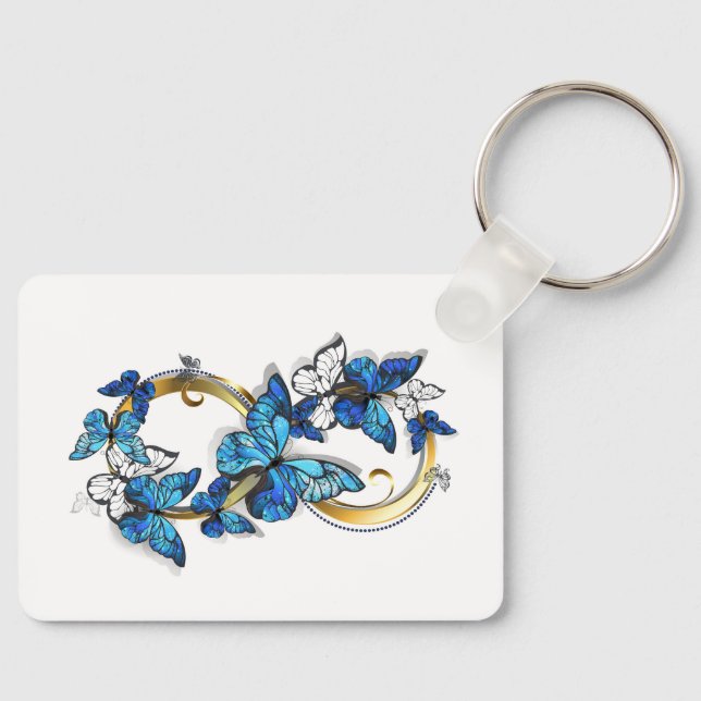Symbol Infinity of Blue Morpho Butterflies Key Ring (Front)