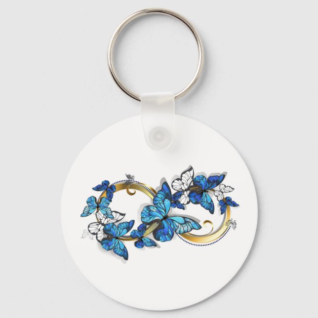 Symbol Infinity of Blue Morpho Butterflies Key Ring (Front)