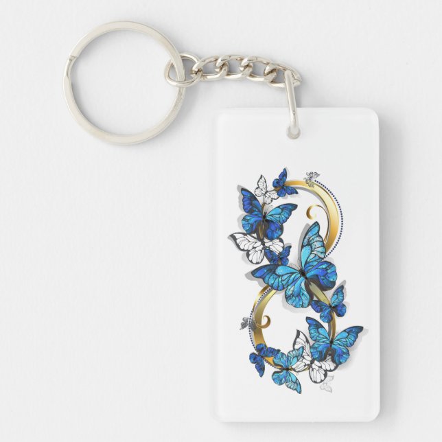 Symbol Infinity of Blue Morpho Butterflies Key Ring (Front)