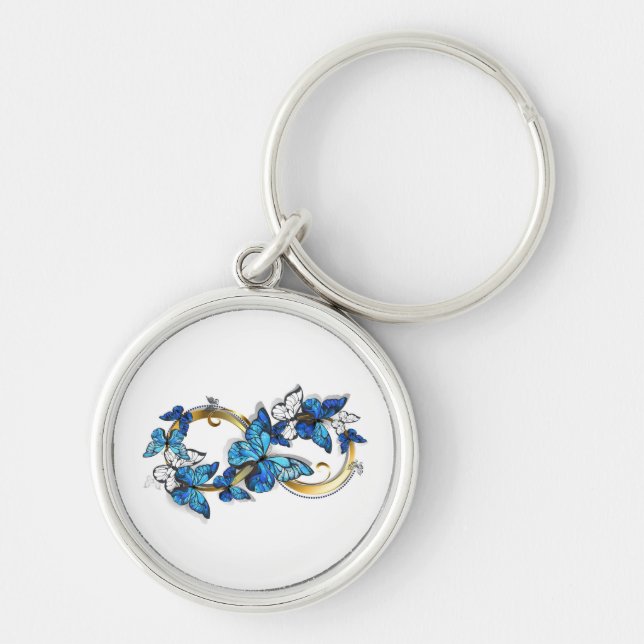 Symbol Infinity of Blue Morpho Butterflies Key Ring (Front)