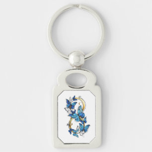 Symbol Infinity of Blue Morpho Butterflies Key Ring