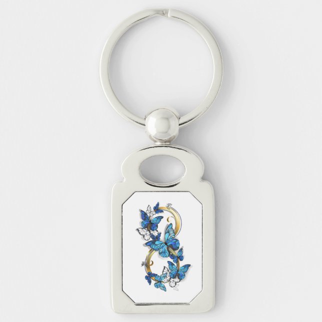 Symbol Infinity of Blue Morpho Butterflies Key Ring (Front)