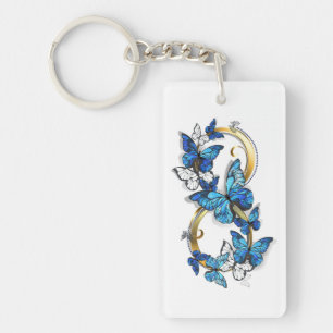Symbol Infinity of Blue Morpho Butterflies Key Ring