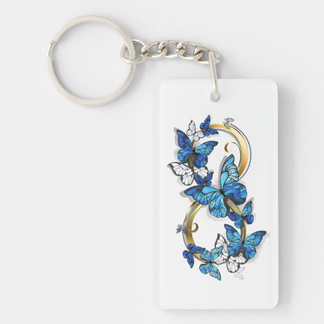 Symbol Infinity of Blue Morpho Butterflies Key Ring (Front)