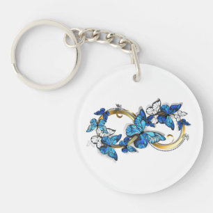 Symbol Infinity of Blue Morpho Butterflies Key Ring