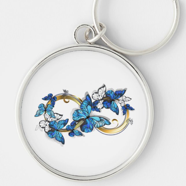 Symbol Infinity of Blue Morpho Butterflies Key Ring (Front)