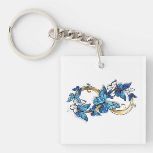 Symbol Infinity of Blue Morpho Butterflies Key Ring