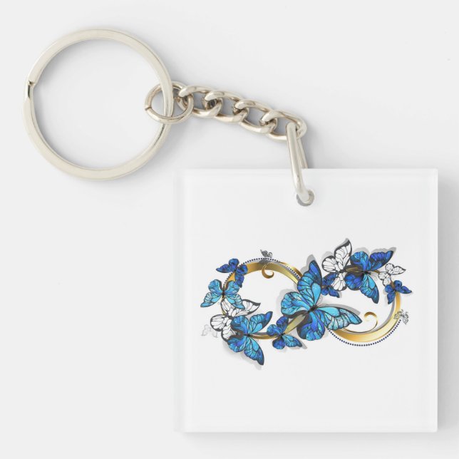 Symbol Infinity of Blue Morpho Butterflies Key Ring (Front)
