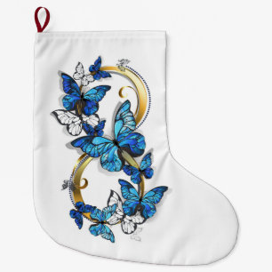 Symbol Infinity of Blue Morpho Butterflies Large Christmas Stocking
