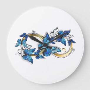 Symbol Infinity of Blue Morpho Butterflies Large Clock