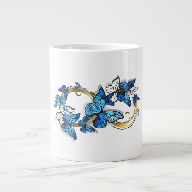 Symbol Infinity of Blue Morpho Butterflies Large Coffee Mug (Front)
