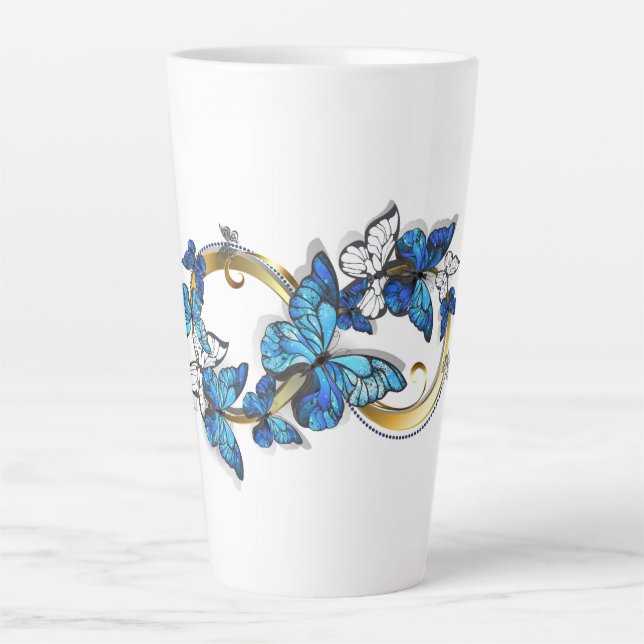 Symbol Infinity of Blue Morpho Butterflies Latte Mug (Front)