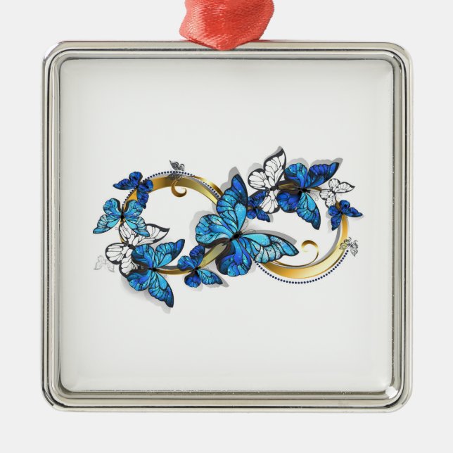 Symbol Infinity of Blue Morpho Butterflies Metal Tree Decoration (Front)