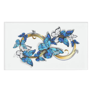 Symbol Infinity of Blue Morpho Butterflies Name Tag