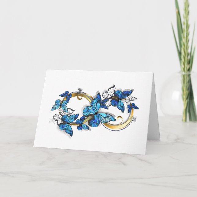 Symbol Infinity of Blue Morpho Butterflies Note Card (Front)