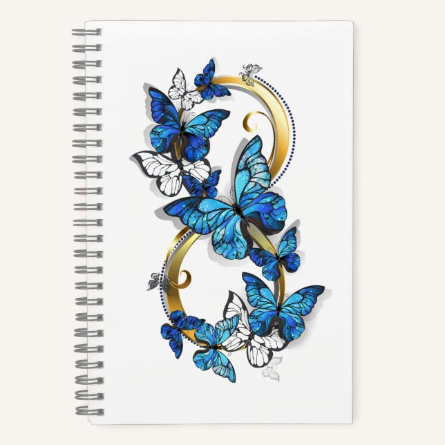 Symbol Infinity of Blue Morpho Butterflies Notebook (Front)