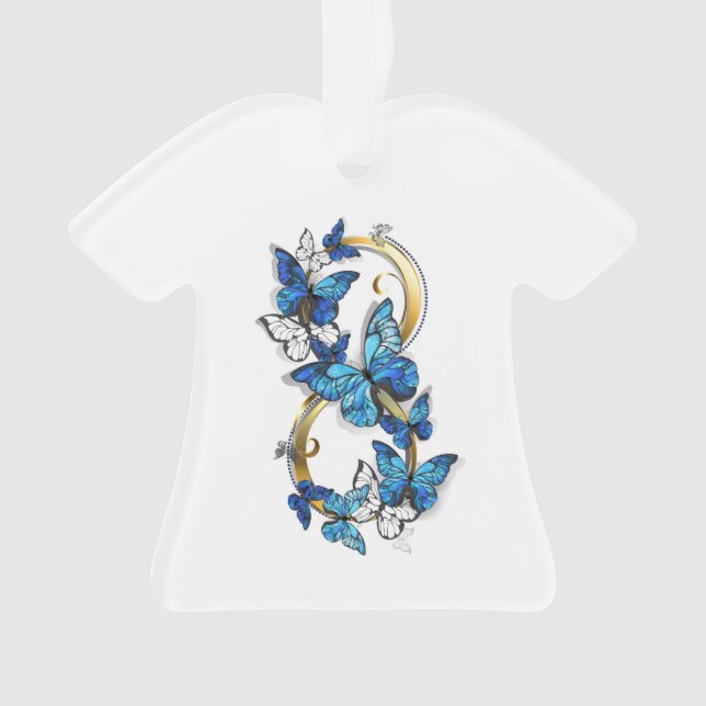 Symbol Infinity of Blue Morpho Butterflies Ornament (Front)